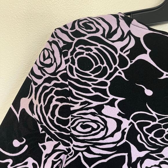 INC International Concepts Y2K Purple Mesh Rose Goth Print Long Sleeve Top Sz S - Picture 5 of 8